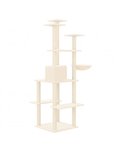 Albero per Gatti con Tiragraffi in Sisal Crema 167 cm