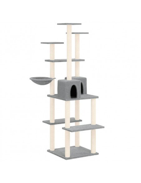 Albero per Gatti con Tiragraffi in Sisal Grigio Chiaro 167 cm
