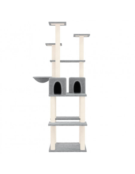 Albero per Gatti con Tiragraffi in Sisal Grigio Chiaro 167 cm