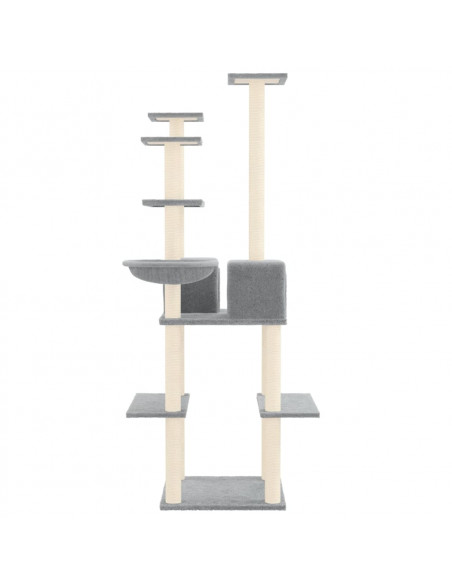 Albero per Gatti con Tiragraffi in Sisal Grigio Chiaro 167 cm