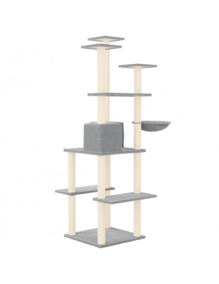 Albero per Gatti con Tiragraffi in Sisal Grigio Chiaro 167 cm