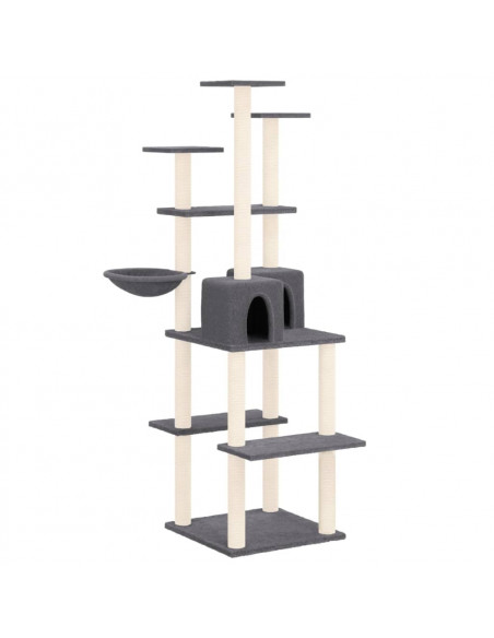 Albero per Gatti con Tiragraffi in Sisal Grigio Scuro 167 cm