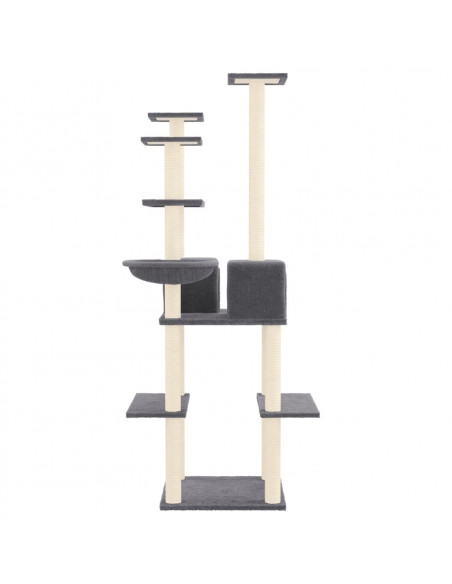 Albero per Gatti con Tiragraffi in Sisal Grigio Scuro 167 cm