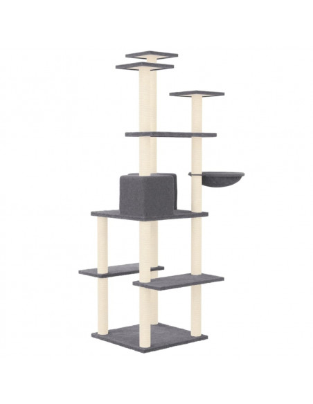 Albero per Gatti con Tiragraffi in Sisal Grigio Scuro 167 cm