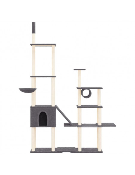 Albero per Gatti con Tiragraffi in Sisal Grigio Scuro 279 cm
