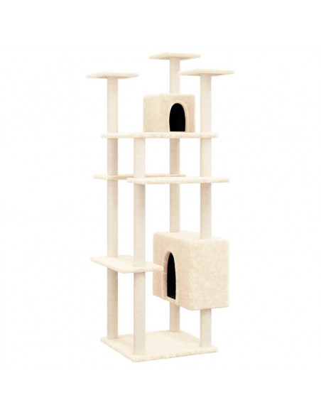 Albero per Gatti con Tiragraffi in Sisal Crema 162 cm