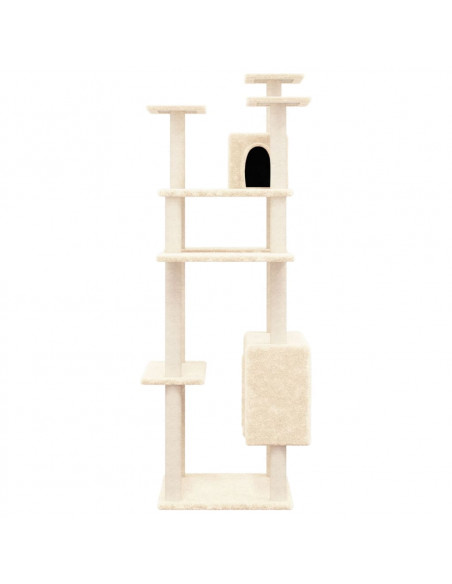 Albero per Gatti con Tiragraffi in Sisal Crema 162 cm