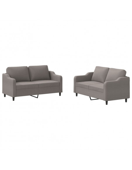 Set di Divani 2 pz con Cuscini Tortora in Tessuto