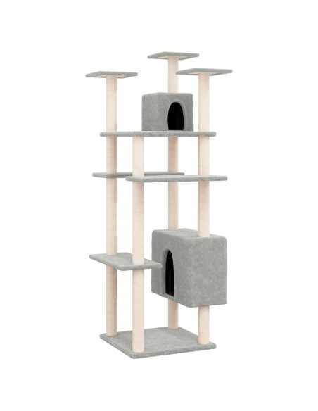 Albero per Gatti con Tiragraffi in Sisal Grigio Chiaro 162 cm