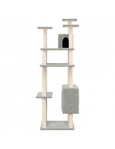 Albero per Gatti con Tiragraffi in Sisal Grigio Chiaro 162 cm