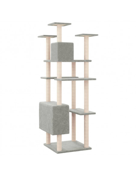 Albero per Gatti con Tiragraffi in Sisal Grigio Chiaro 162 cm
