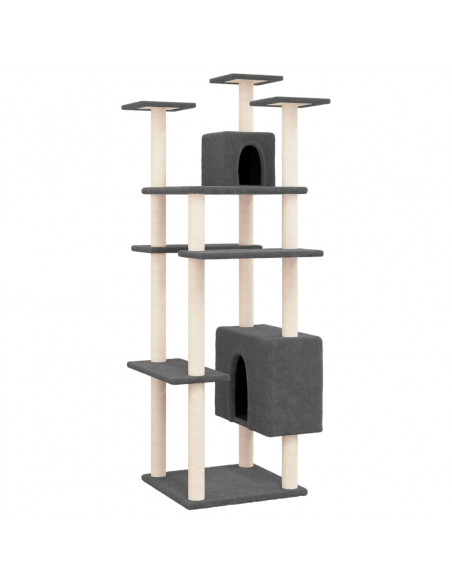 Albero per Gatti con Tiragraffi in Sisal Grigio Scuro 162 cm