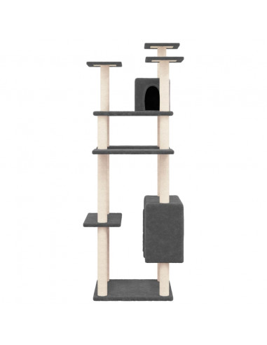 Albero per Gatti con Tiragraffi in Sisal Grigio Scuro 162 cm