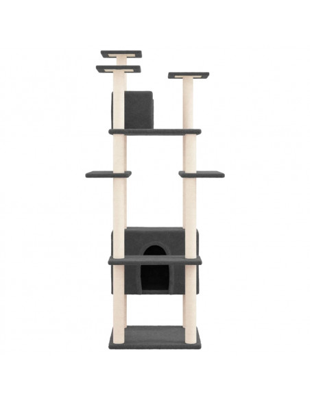 Albero per Gatti con Tiragraffi in Sisal Grigio Scuro 162 cm