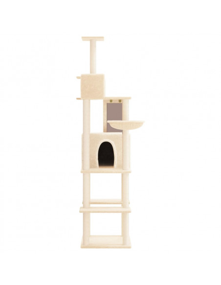 Albero per Gatti con Tiragraffi in Sisal Crema 201 cm
