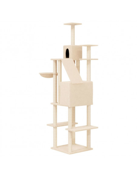 Albero per Gatti con Tiragraffi in Sisal Crema 201 cm