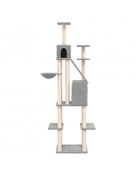 Albero per Gatti con Tiragraffi in Sisal Grigio Chiaro 201 cm