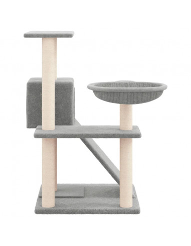 Albero per Gatti con Tiragraffi in Sisal Grigio Chiaro 82 cm