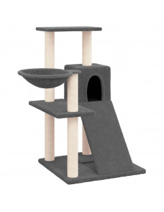 Albero per Gatti con Tiragraffi in Sisal Grigio Scuro 82 cm 2
