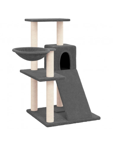 Albero per Gatti con Tiragraffi in Sisal Grigio Scuro 82 cm