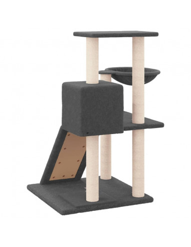 Albero per Gatti con Tiragraffi in Sisal Grigio Scuro 82 cm