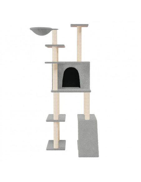 Albero per Gatti con Tiragraffi in Sisal Grigio Chiaro 166 cm