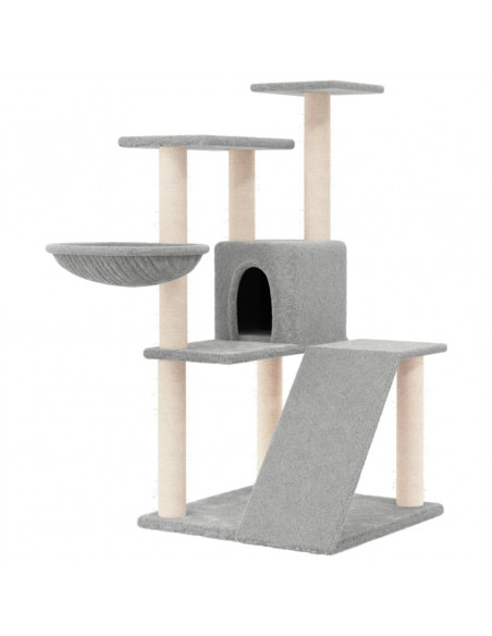 Albero per Gatti con Tiragraffi in Sisal Grigio Chiaro 94 cm