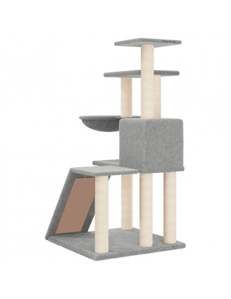 Albero per Gatti con Tiragraffi in Sisal Grigio Chiaro 94 cm