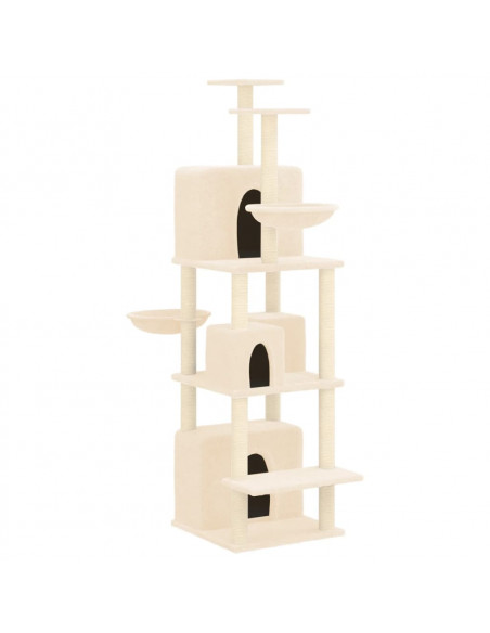 Albero per Gatti con Tiragraffi in Sisal Crema 180 cm