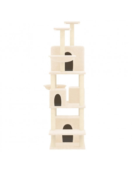Albero per Gatti con Tiragraffi in Sisal Crema 180 cm