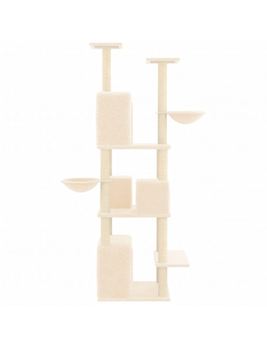 Albero per Gatti con Tiragraffi in Sisal Crema 180 cm