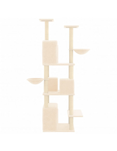 Albero per Gatti con Tiragraffi in Sisal Crema 180 cm