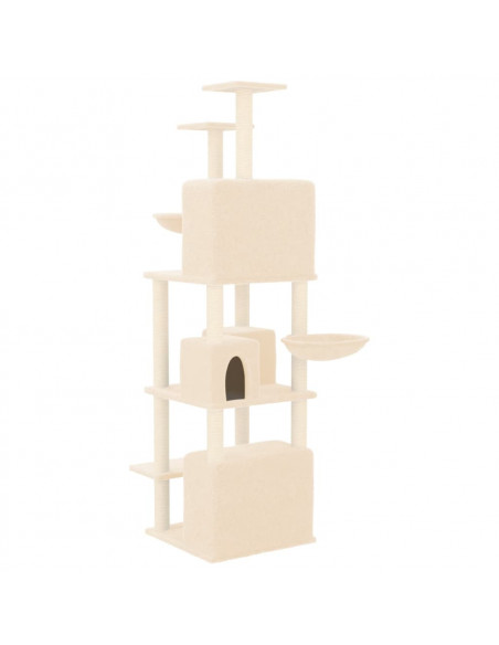 Albero per Gatti con Tiragraffi in Sisal Crema 180 cm