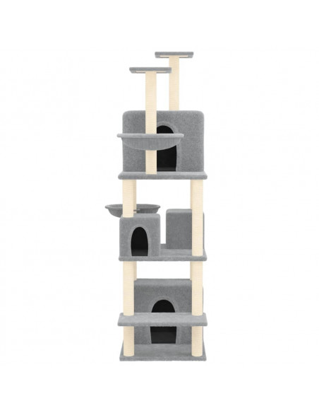 Albero per Gatti con Tiragraffi in Sisal Grigio Chiaro 180 cm