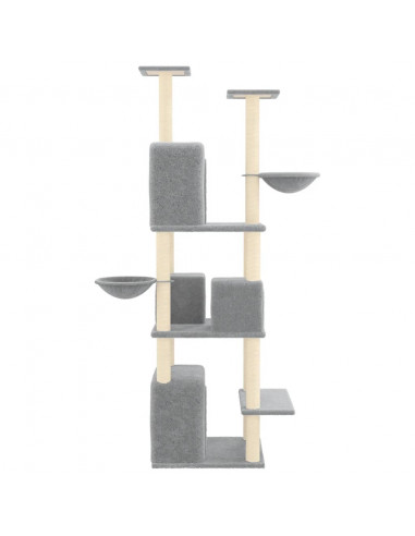 Albero per Gatti con Tiragraffi in Sisal Grigio Chiaro 180 cm