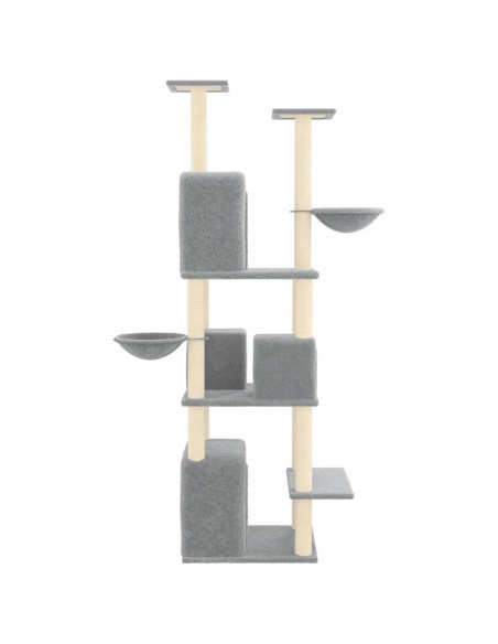 Albero per Gatti con Tiragraffi in Sisal Grigio Chiaro 180 cm