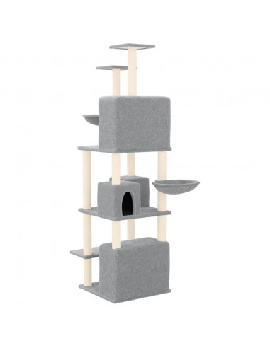 Albero per Gatti con Tiragraffi in Sisal Grigio Chiaro 180 cm
