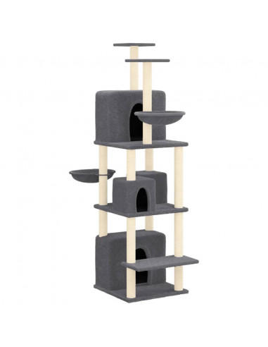 Albero per Gatti con Tiragraffi in Sisal Grigio Scuro 180 cm