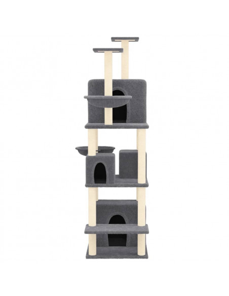 Albero per Gatti con Tiragraffi in Sisal Grigio Scuro 180 cm