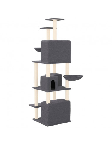 Albero per Gatti con Tiragraffi in Sisal Grigio Scuro 180 cm