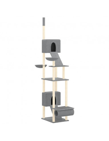 Albero per Gatti Pavimento Soffitto Grigio Chiaro 277-303 cm