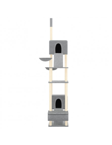 Albero per Gatti Pavimento Soffitto Grigio Chiaro 277-303 cm
