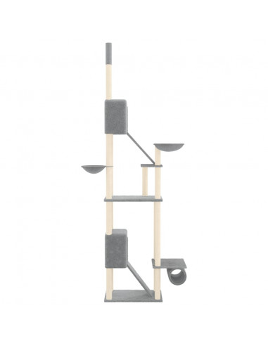 Albero per Gatti Pavimento Soffitto Grigio Chiaro 277-303 cm