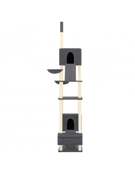 Albero per Gatti Pavimento Soffitto Grigio Scuro 277-303 cm