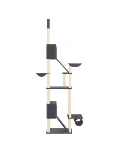 Albero per Gatti Pavimento Soffitto Grigio Scuro 277-303 cm