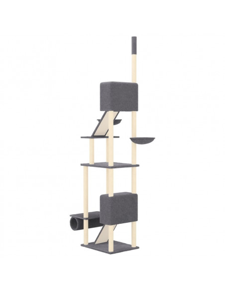 Albero per Gatti Pavimento Soffitto Grigio Scuro 277-303 cm