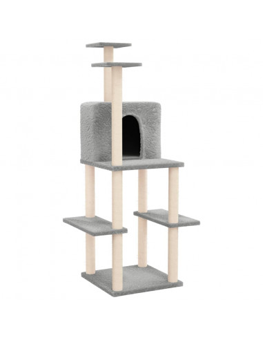 Albero per Gatti con Tiragraffi in Sisal Grigio Chiaro 144,5 cm