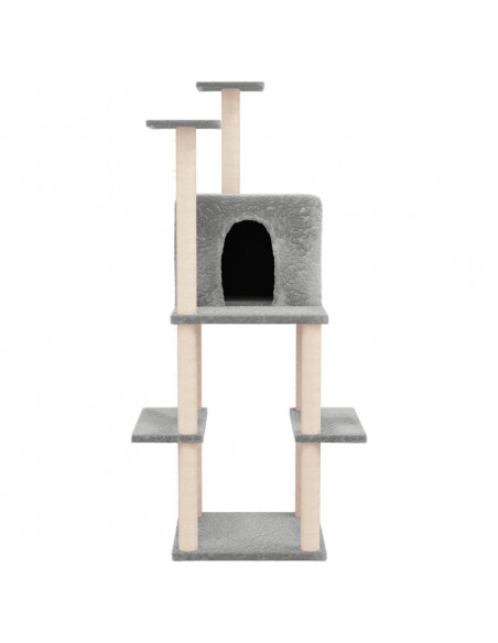 Albero per Gatti con Tiragraffi in Sisal Grigio Chiaro 144,5 cm