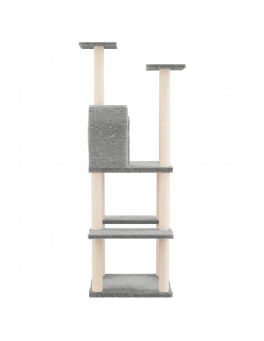 Albero per Gatti con Tiragraffi in Sisal Grigio Chiaro 144,5 cm