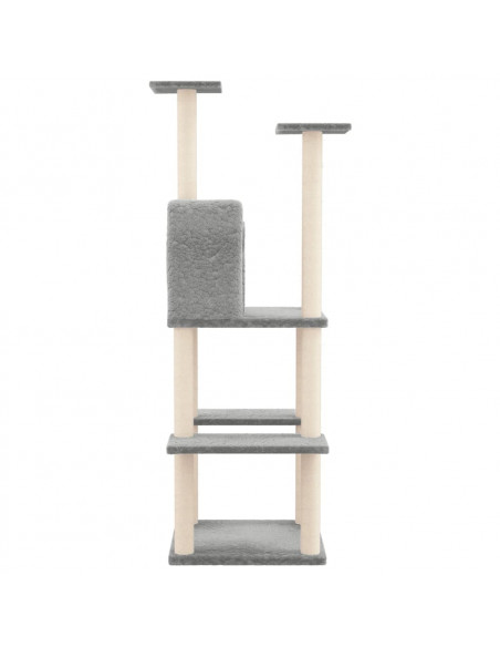 Albero per Gatti con Tiragraffi in Sisal Grigio Chiaro 144,5 cm